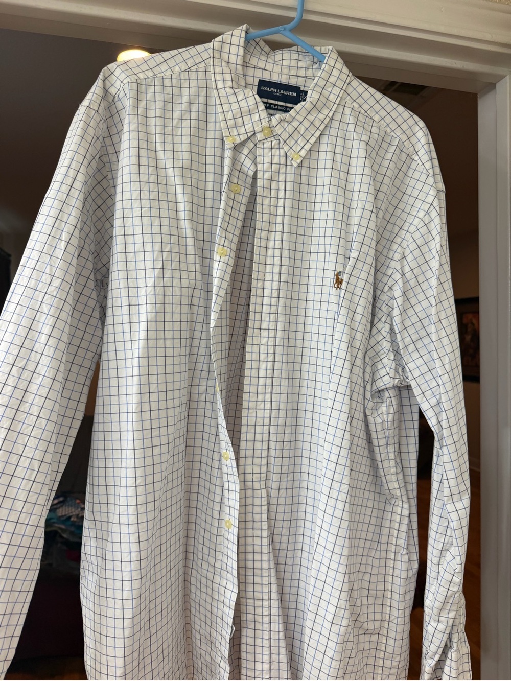 Polo by Ralph Lauren White Shirt with Blue Windowpane Check